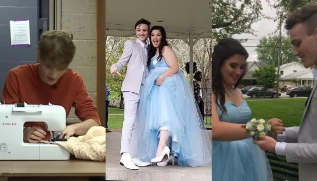 Teen can’t afford dream dress, so prom date teaches himself how to make it