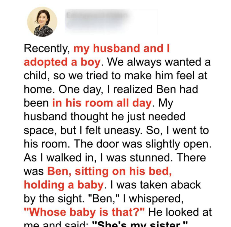 Pair Adopts a 6-year-old Boy, Finds Him Nursing a Strange Baby in His Room the Next Day