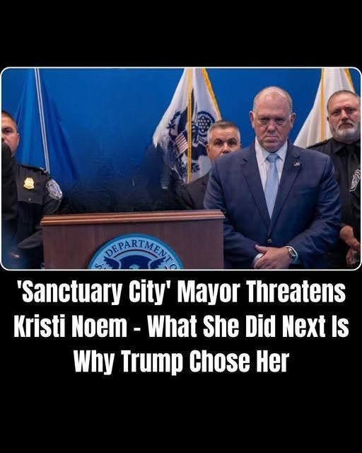 “Tension Rises as Sanctuary City Mayor Addresses Secretary Kristi Noem”