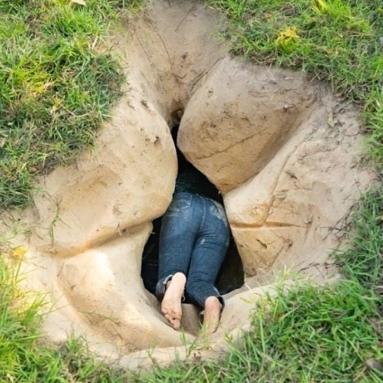 Woman lives off-grid in underground ‘villa’ that she built herself