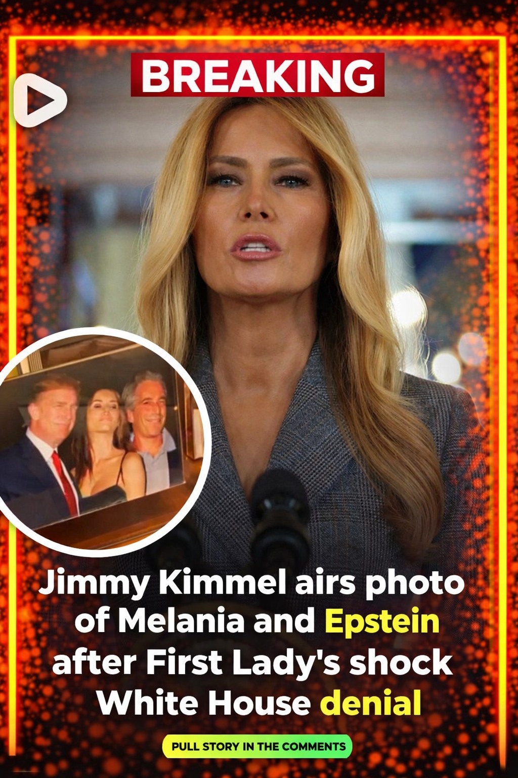 Jimmy Kimmel airs photo of Melania and Epstein after First Lady’s shock White House denial